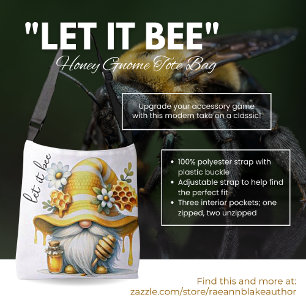 "Let It Bee" Honey Gnome Tote Bag