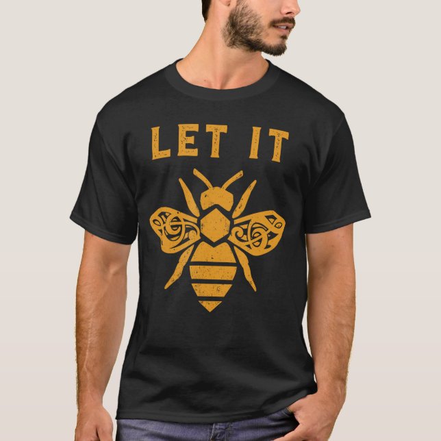 Let It Bee Treble Clef Honey Pun Rustic Graphic Mu T-Shirt (Front)