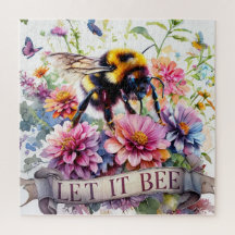 Let It Bee – Watercolor Bumblebee Spring Floral