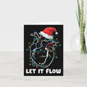 Let It Flow Anatomy Heart Cardiac Nurse Santa Hat Card