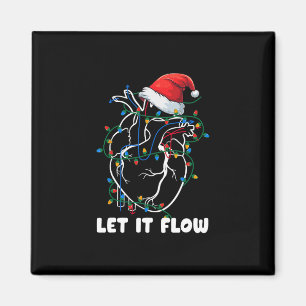 Let It Flow Anatomy Heart Cardiac Nurse Santa Hat Magnet