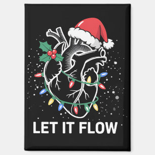 Let It Flow Anatomy Heart Cardiac Nurse Santa Hat Magnet