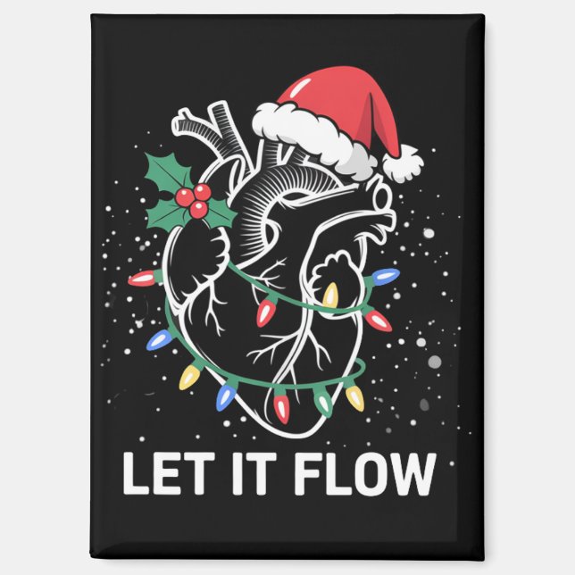Let It Flow Anatomy Heart Cardiac Nurse Santa Hat Magnet (Front)