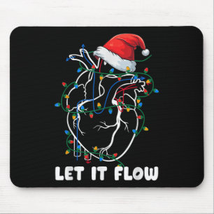 Let It Flow Anatomy Heart Cardiac Nurse Santa Hat Mouse Pad