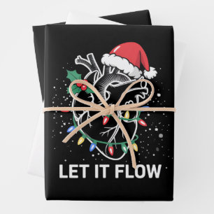 Let It Flow Anatomy Heart Cardiac Nurse Santa Hat Wrapping Paper Sheet