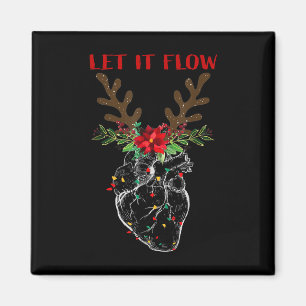 Let It Flow Funny Heart Christmas Nurse For Men Wo Magnet