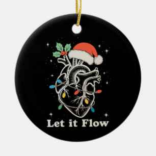 Let It Flow Heart Cardiac Nurse Christmas Xmas Ceramic Ornament