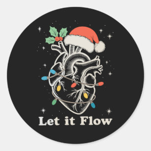 Let It Flow Heart Cardiac Nurse Christmas Xmas Classic Round Sticker