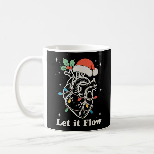 Let It Flow Heart Cardiac Nurse Christmas Xmas Coffee Mug (Left)