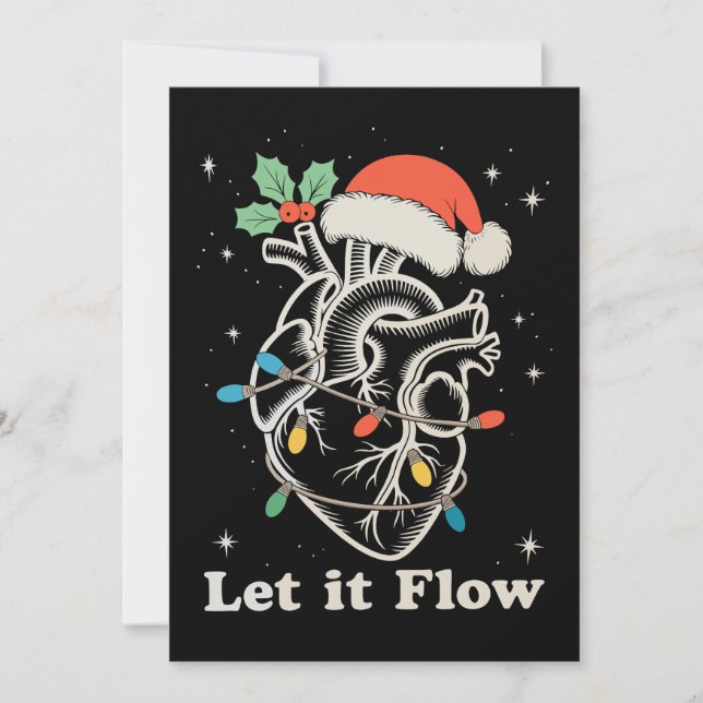 Let It Flow Heart Cardiac Nurse Christmas Xmas Holiday Card (Front)