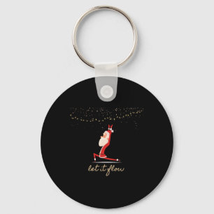 Let It Flow Yoga Santa Asana Gold Confetti Stars  Key Ring