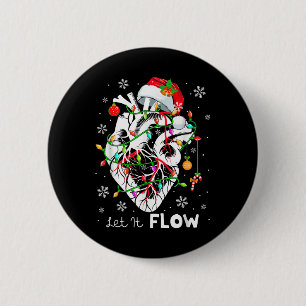 Let It Flowing Xmas Anatomy Santa Heart Part Cardi 6 Cm Round Badge