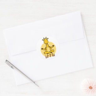 Let it go Kawaii giraffe practicing yoga yellow Classic Round Sticker