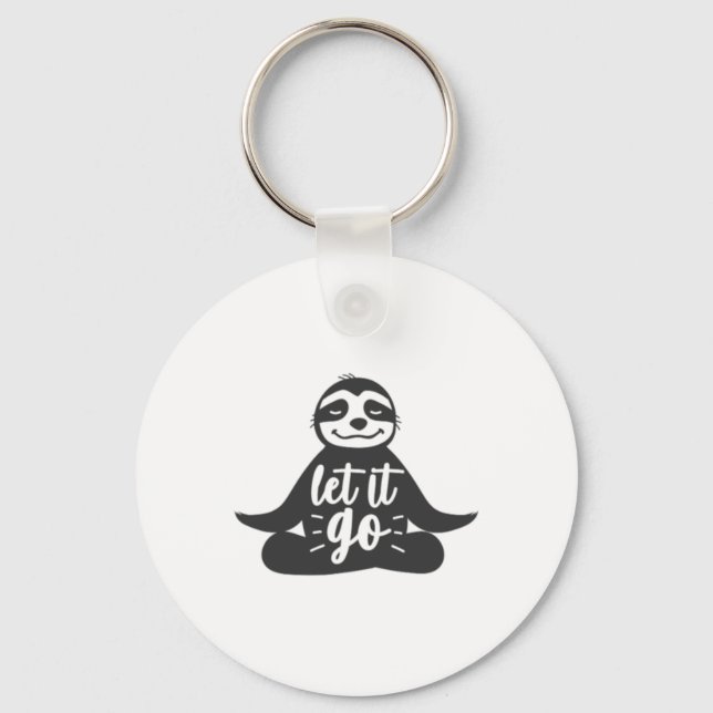 Let It Go Sloth Yoga Yogi Gift  Key Ring (Front)