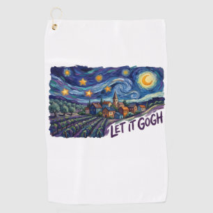 Let It Gogh" Features Gogh Painting Funny Pun Art Golf Towel