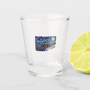 Let It Gogh" Features Gogh Painting Funny Pun Art Shot Glass