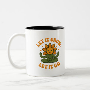 Let It Grow Let It Go Sunflower Zen Art Two-Tone Coffee Mug
