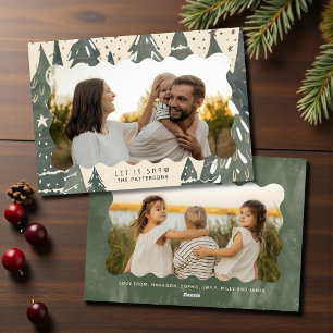 Let It Snow 2 Photo Family Christmas Trees Holiday Card