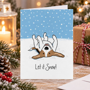 Let it Snow Beagle Cute Winter Dog Christmas Holiday Card