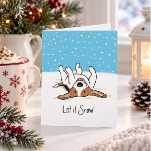 Let it Snow Beagle Holiday - A Snowy Dog Christmas Card