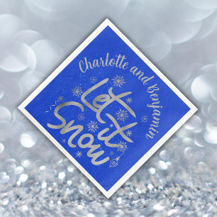Let it Snow Blue and Silver Christmas   Napkin