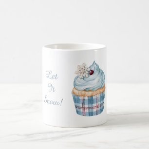 Let It Snow Blue Cupcake Snowflake Christmas Coffee Mug