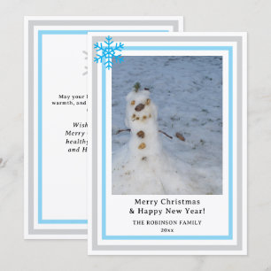 Let It Snow Blue Gray Snowflakes Holiday Card
