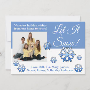 Let It Snow! Blue & White Photo Christmas Card
