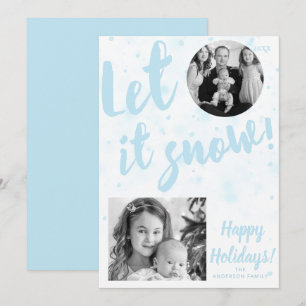 Let it Snow Blue White Simple Holiday Invitation