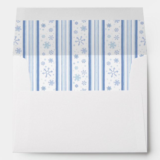 Let It Snow Blue White Snowflakes Christmas Lined Envelope (Back (Bottom))