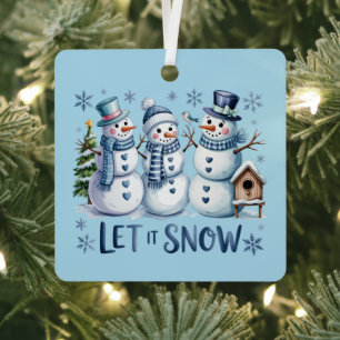 Let It Snow Buffalo Plaid Christmas Family Winter  Metal Tree Decoration