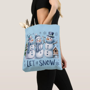 Let It Snow Buffalo Plaid Christmas Family Winter  Tote Bag