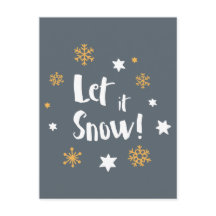 "Let it Snow!" Calligraphy Christmas Modern Gray