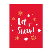 "Let it Snow!" Calligraphy Christmas Modern Red