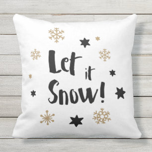 "Let it Snow!"  Calligraphy Christmas Outdoor Cushion
