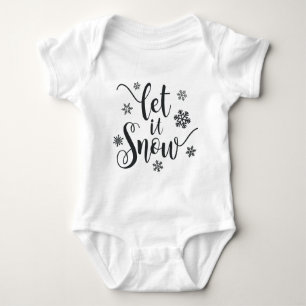 Let It Snow Christmas Calligraphy   Baby Bodysuit