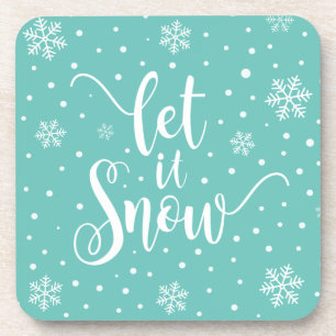 Let It Snow Christmas Calligraphy Coaster