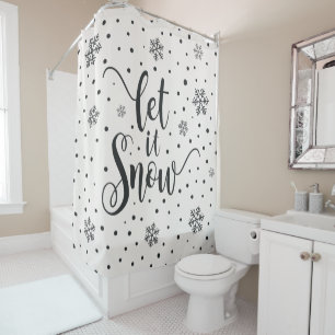 Let It Snow Christmas Calligraphy   Shower Curtain