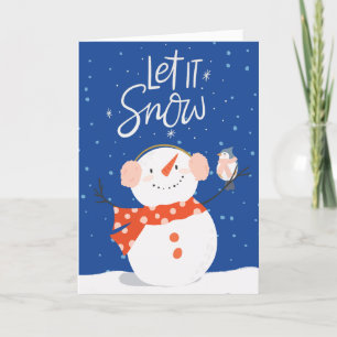 Let it Snow Christmas Card Navy