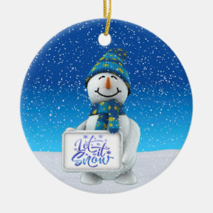 Let It Snow Christmas Ceramic Ornament