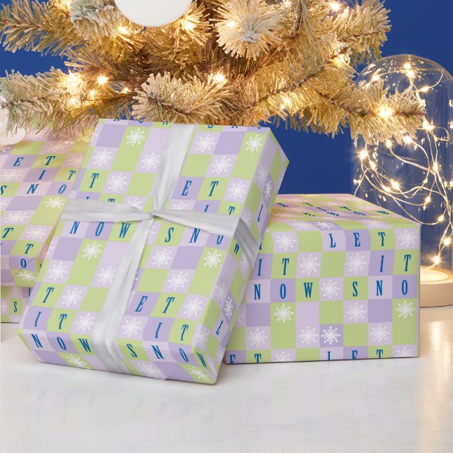 Let it Snow Christmas Colour Block Purple Green Wrapping Paper (Holidays)