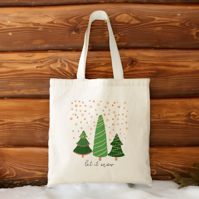 Let it snow Christmas gifts for her Tote Bag (Let it snow Christmas gifts for her Tote Bag minimalist pine trees snowflakes winter tote bag gift)