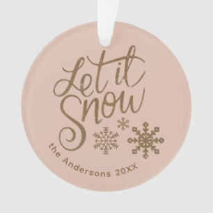 "Let it Snow" Christmas Gold Glitter  Ornament