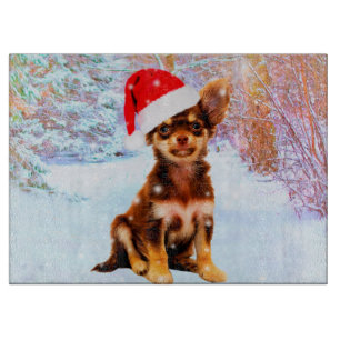 Let it Snow Christmas Holiday Chihuahua Dog Cutting Board