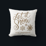 Let it Snow Christmas Holiday Decor Throw Pillow<br><div class="desc">White with gold Let it Snow Christmas personalised throw pillow. Perfect for accenting your home holiday decor..</div>