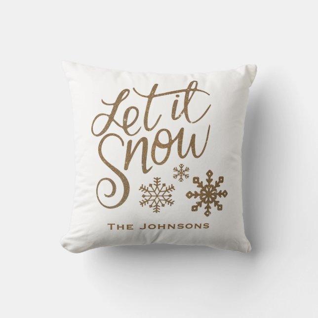 Let it Snow Christmas Holiday Decor Throw Pillow (Front)