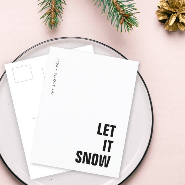 Let it Snow | Christmas Minimalist Clean Simple Holiday Postcard (Creator Uploaded)