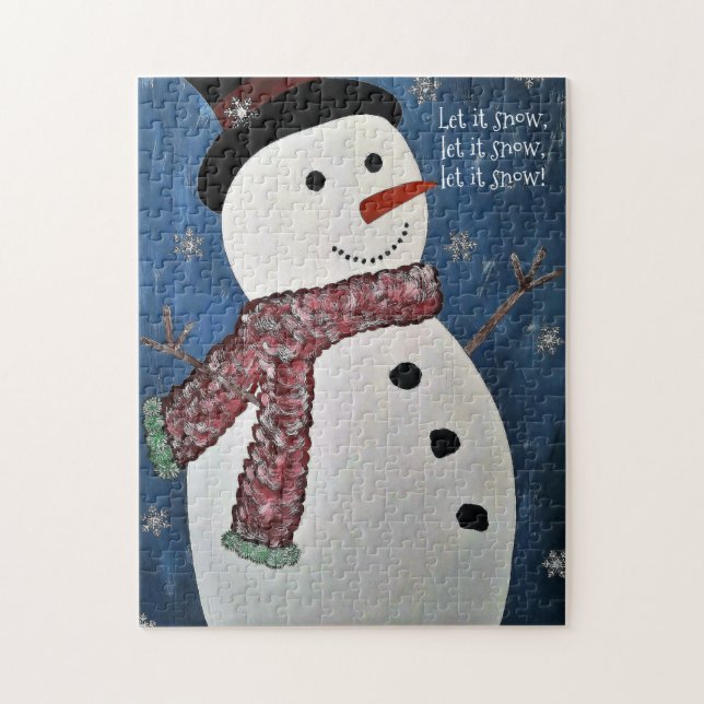 Let It Snow Christmas Snowman Puzzle (Vertical)