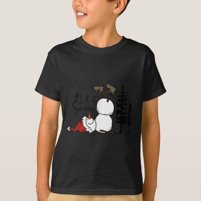 Let It Snow Christmas Snowman Snowflakes Xmas Holi T-Shirt (Front)