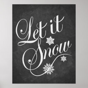 Let It Snow Christmas vintage chalkboard print